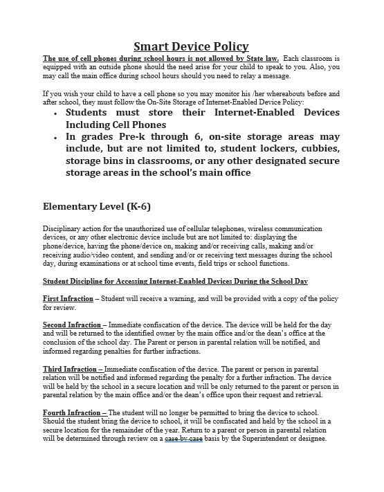 NEW District Smart Device Policy